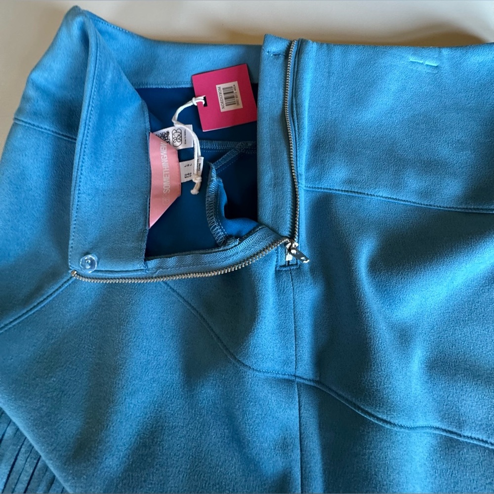 Ocean Drive Aqua Fringe Mini Skirt - Picture 2 of 8
